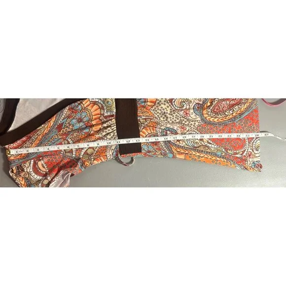 VTG Y2K Babydoll Top Sz L Paisley Print Tie Back Retro Hippie - Picture 7 of 7